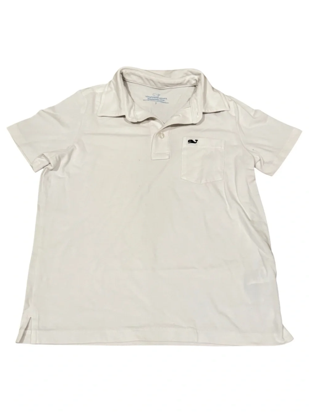 white Vineyard Vines boys' clean jersey polo- Size 7